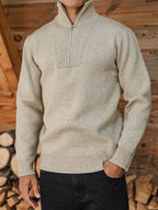 Brown Knitted Zipper Sweater