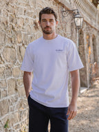 Weißes Oversize T-Shirt mit Landschaftsmotiv