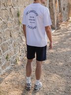 Weißes Oversize T-Shirt mit Landschaftsmotiv