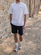 Weißes Oversize T-Shirt mit Landschaftsmotiv