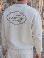Hellgrauer Oversized-Pullover mit Landschaftsmotiv
