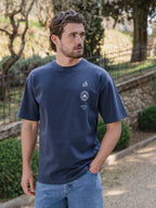 Navy Italien Print Oversized T-Shirt