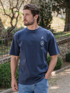 Navy Italien Print Oversized T-Shirt