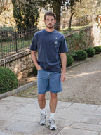 Navy Italien Print Oversized T-Shirt