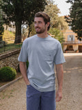 Hellblaues Oversized T-Shirt mit Taschendruck