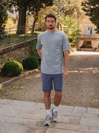 Hellblaues Oversized T-Shirt mit Taschendruck