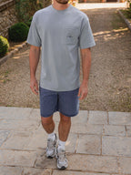 Hellblaues Oversized T-Shirt mit Taschendruck