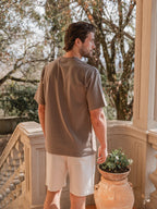 Braunes Italien Print Oversized T-Shirt