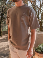 Braunes Italien Print Oversized T-Shirt