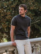 Army Melange Wool Button Polo
