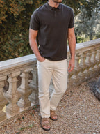 Army Melange Wool Button Polo