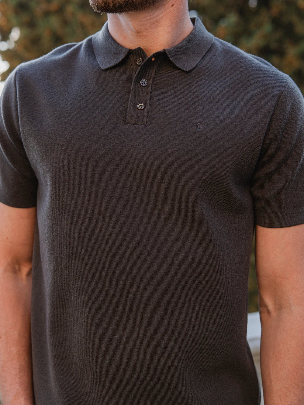 Army Melange Wool Button Polo