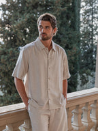 Beige Linen Polo Shirt