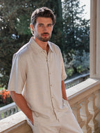 Beige Linen Polo Shirt