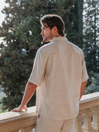 Beige Linen Polo Shirt