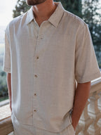Beige Linen Polo Shirt