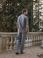 Grey Linen Polo Shirt