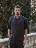 Dark Brown Linen Polo Shirt
