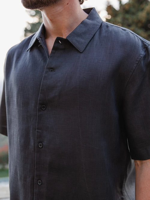 Dark Brown Linen Polo Shirt