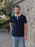 Navy Knit Collar Polo