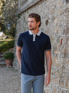 Navy Knit Collar Polo
