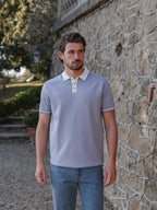 Grey Knit Collar Polo