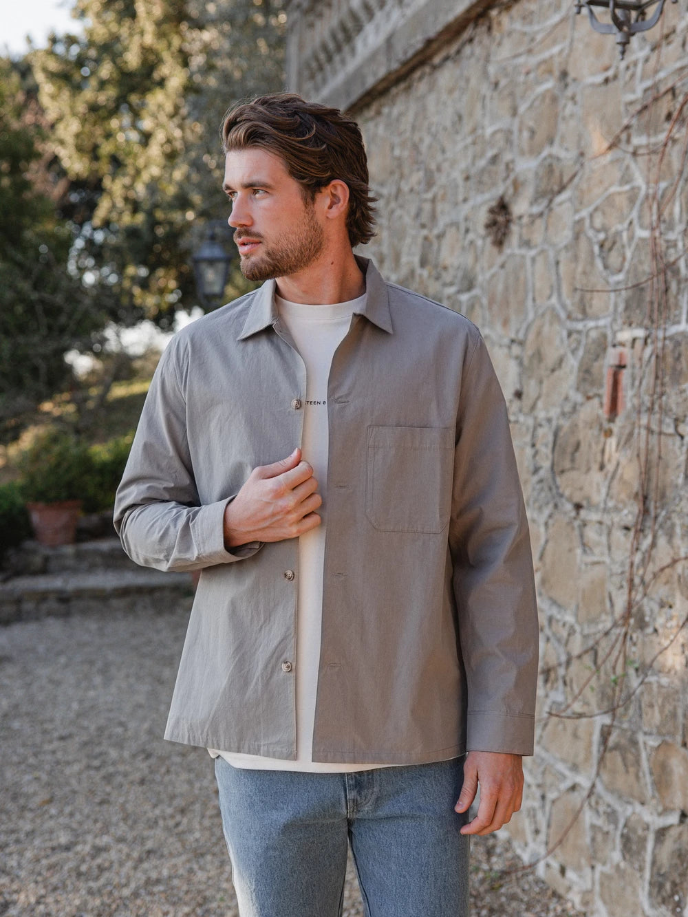 Olive Textured Cotton Shirt