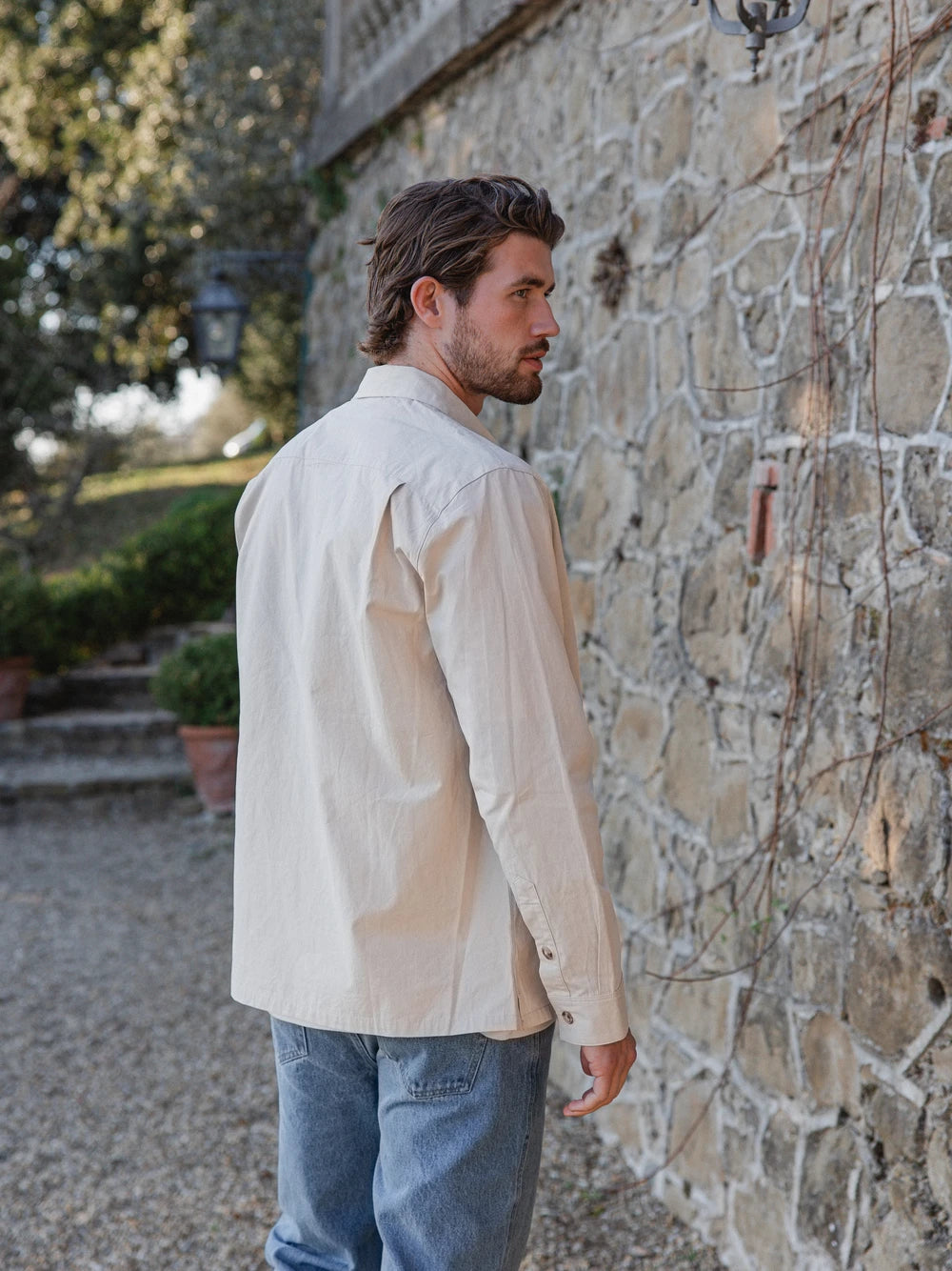 Cream Structured Overshirt