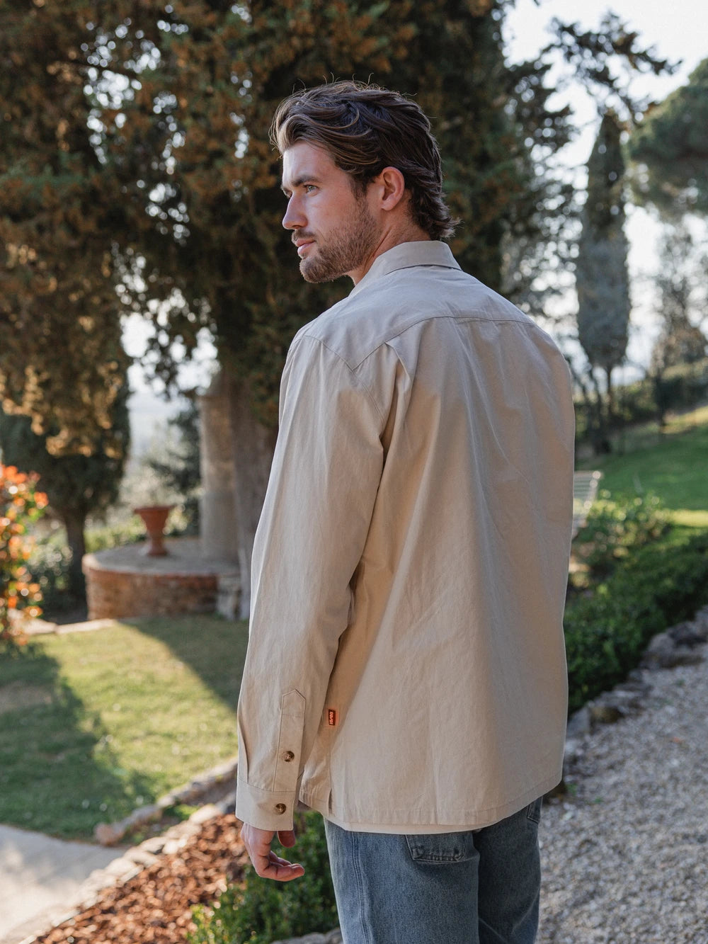 Beige Textured Cotton Shirt