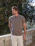 Brown Knit Polo Zipper