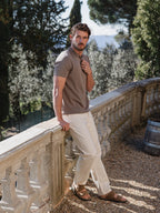 Brown Knit Polo Zipper