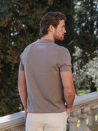 Grey Knit Polo Button