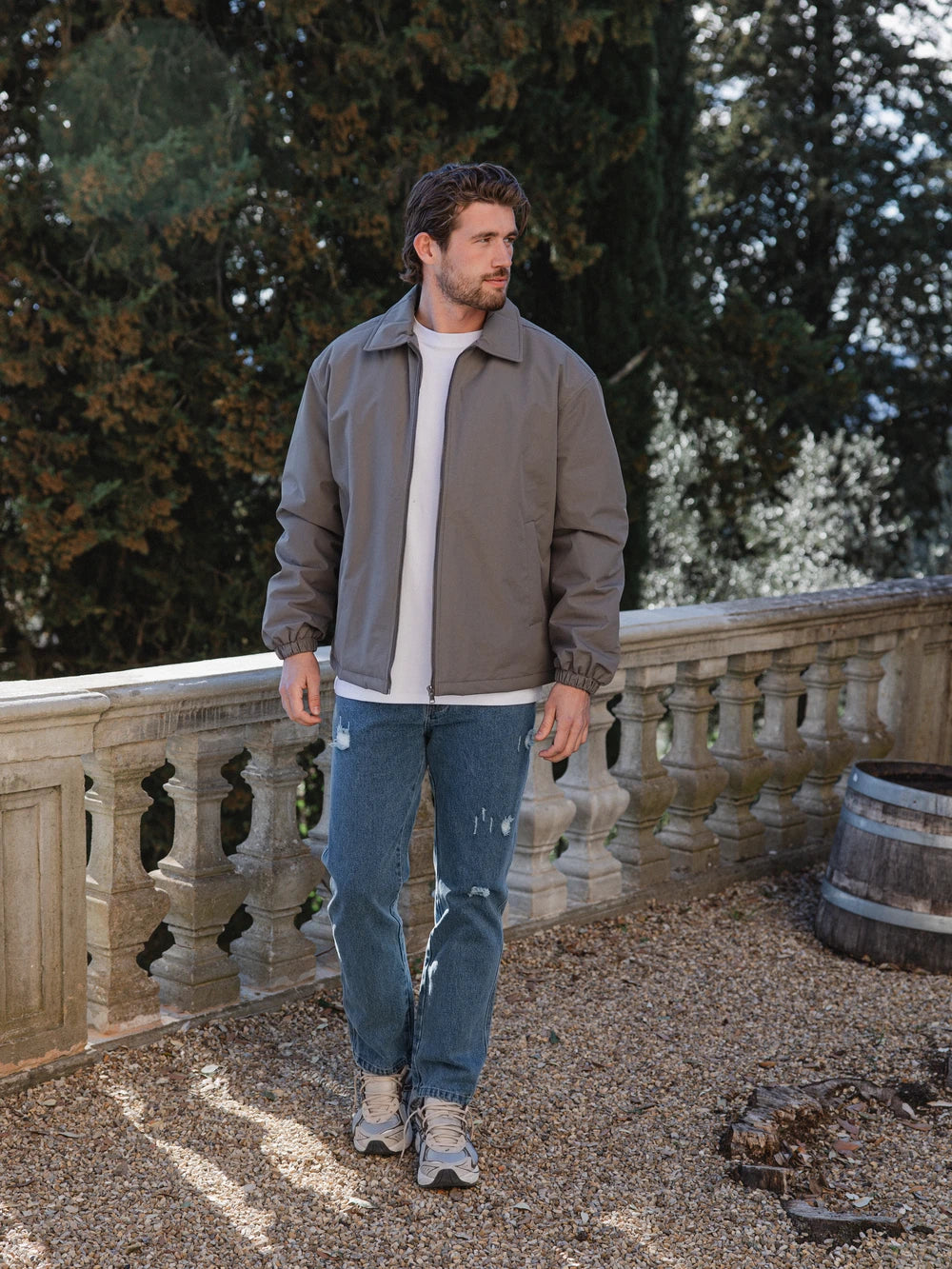 Grey Padded Coach Zip Jacket