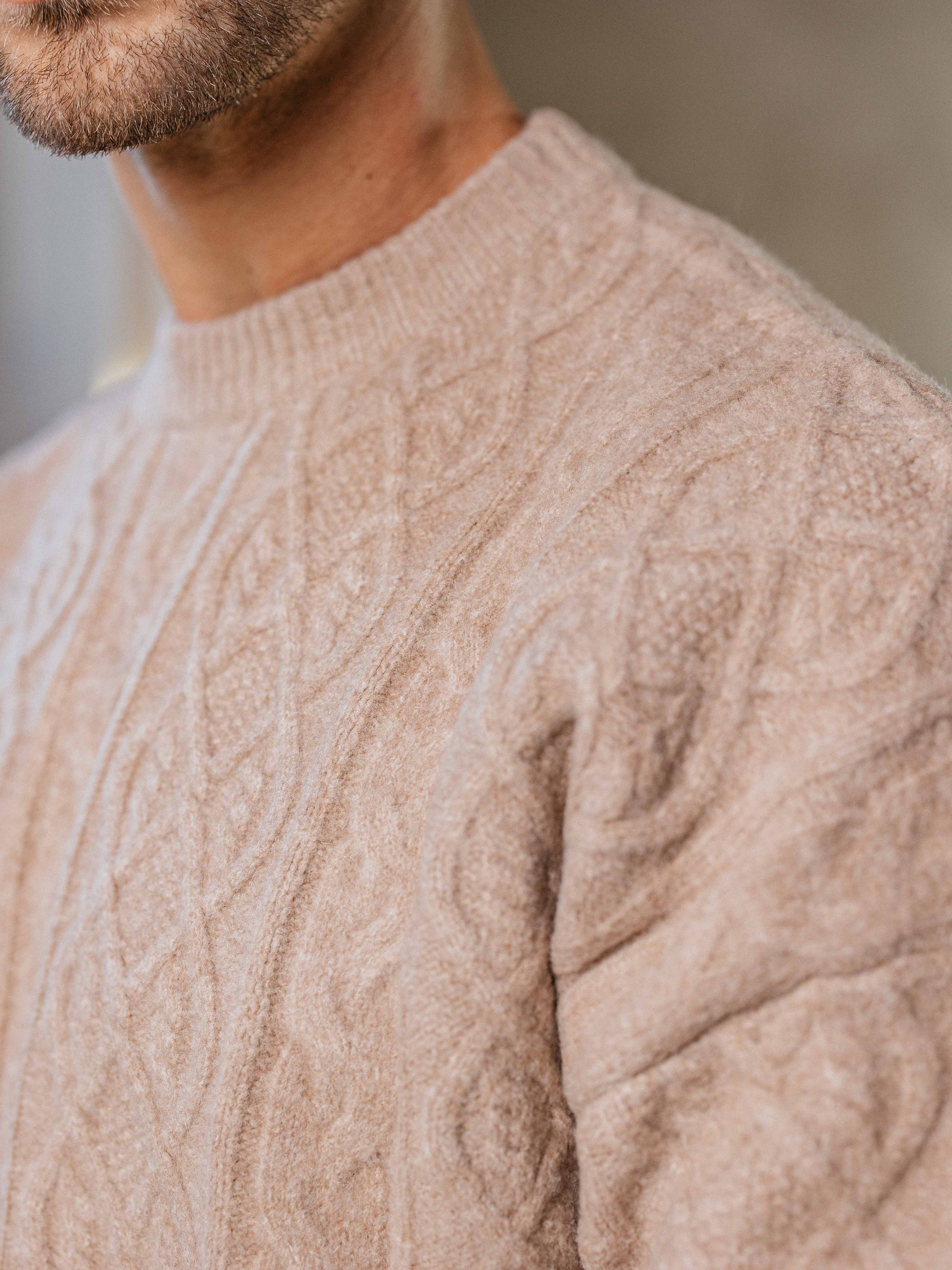 Brown Oversized Cable Sweater Sample