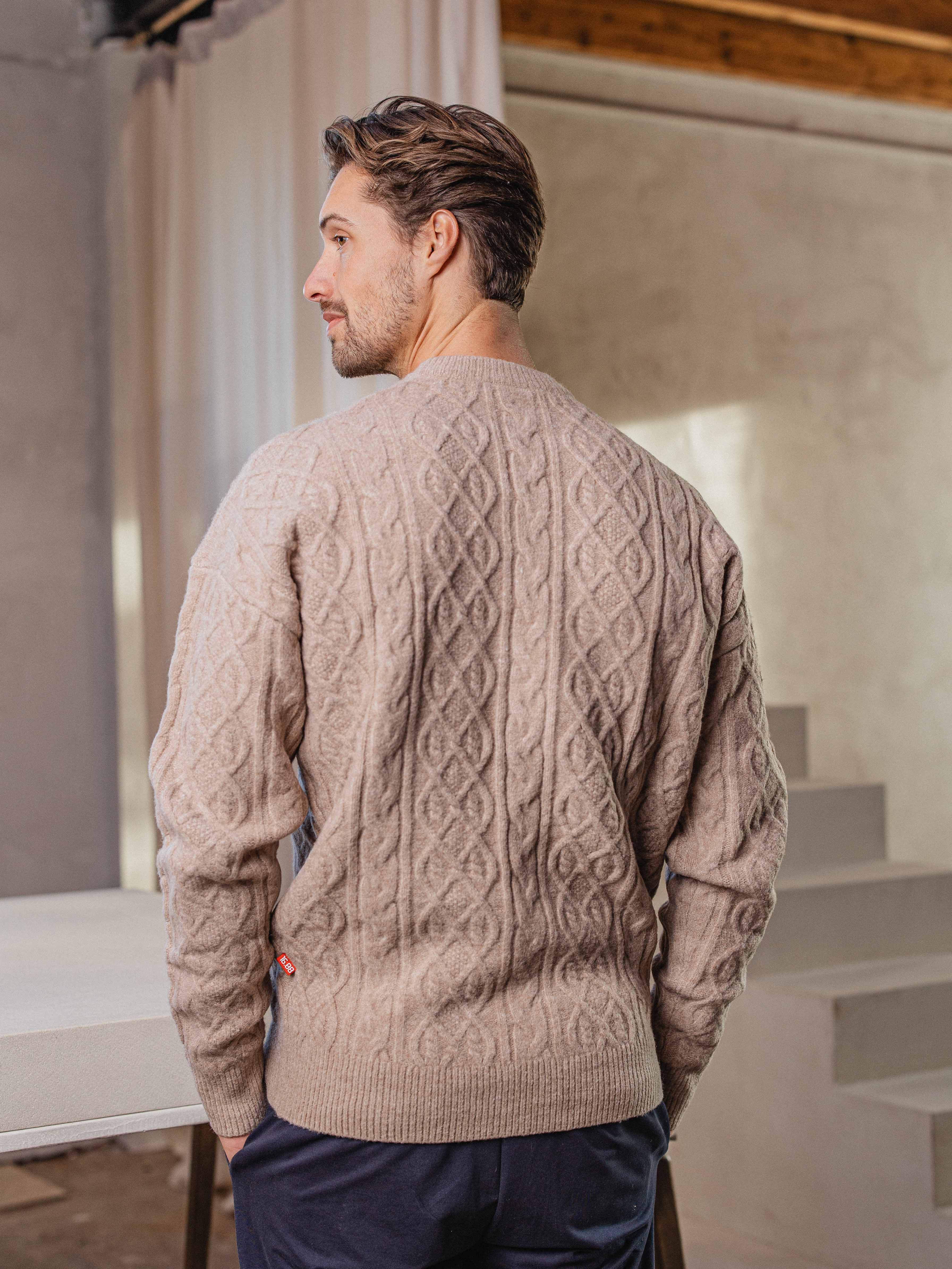 Brown Oversized Cable Sweater Sample