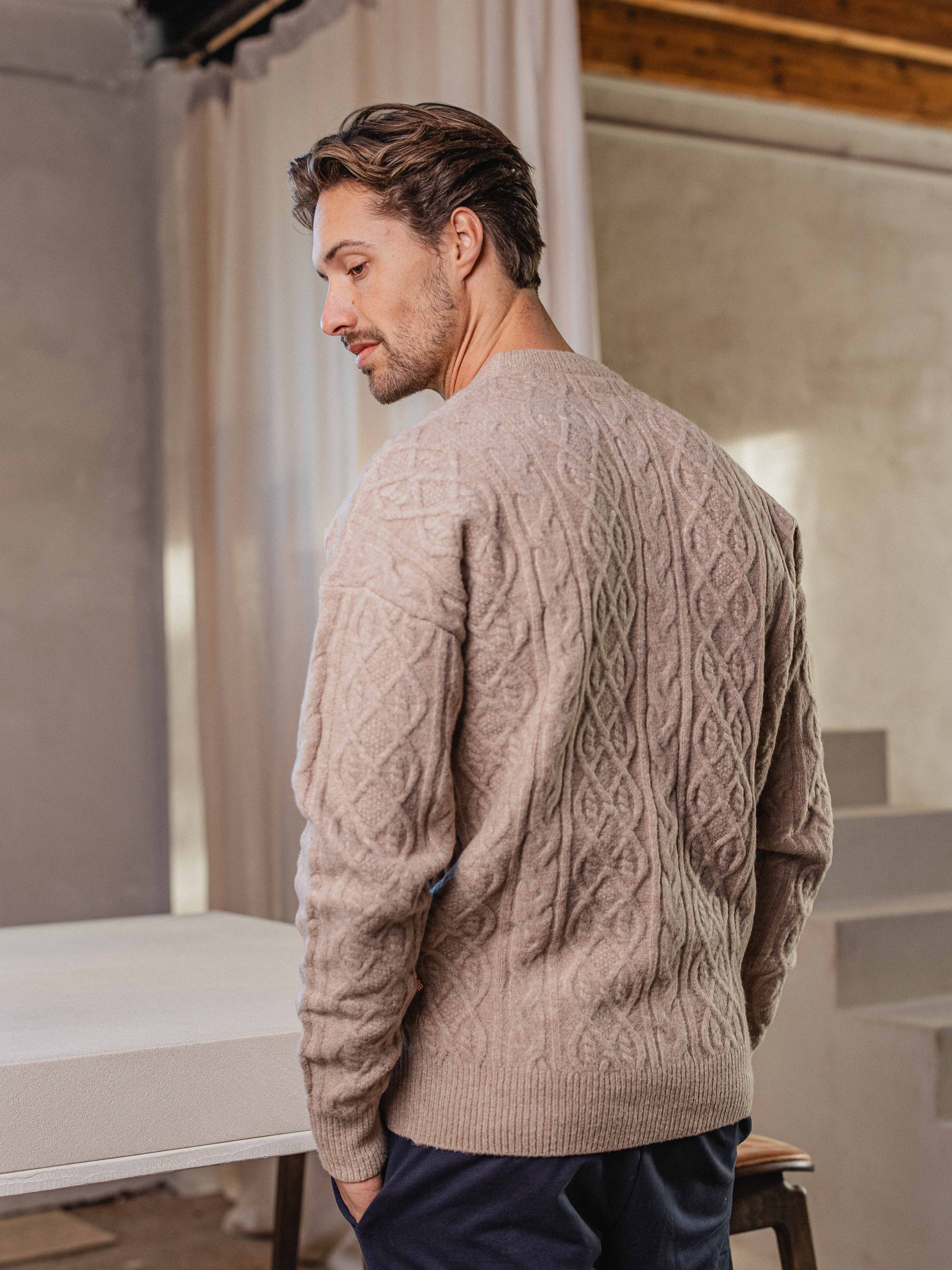 Brown Oversized Cable Sweater Sample