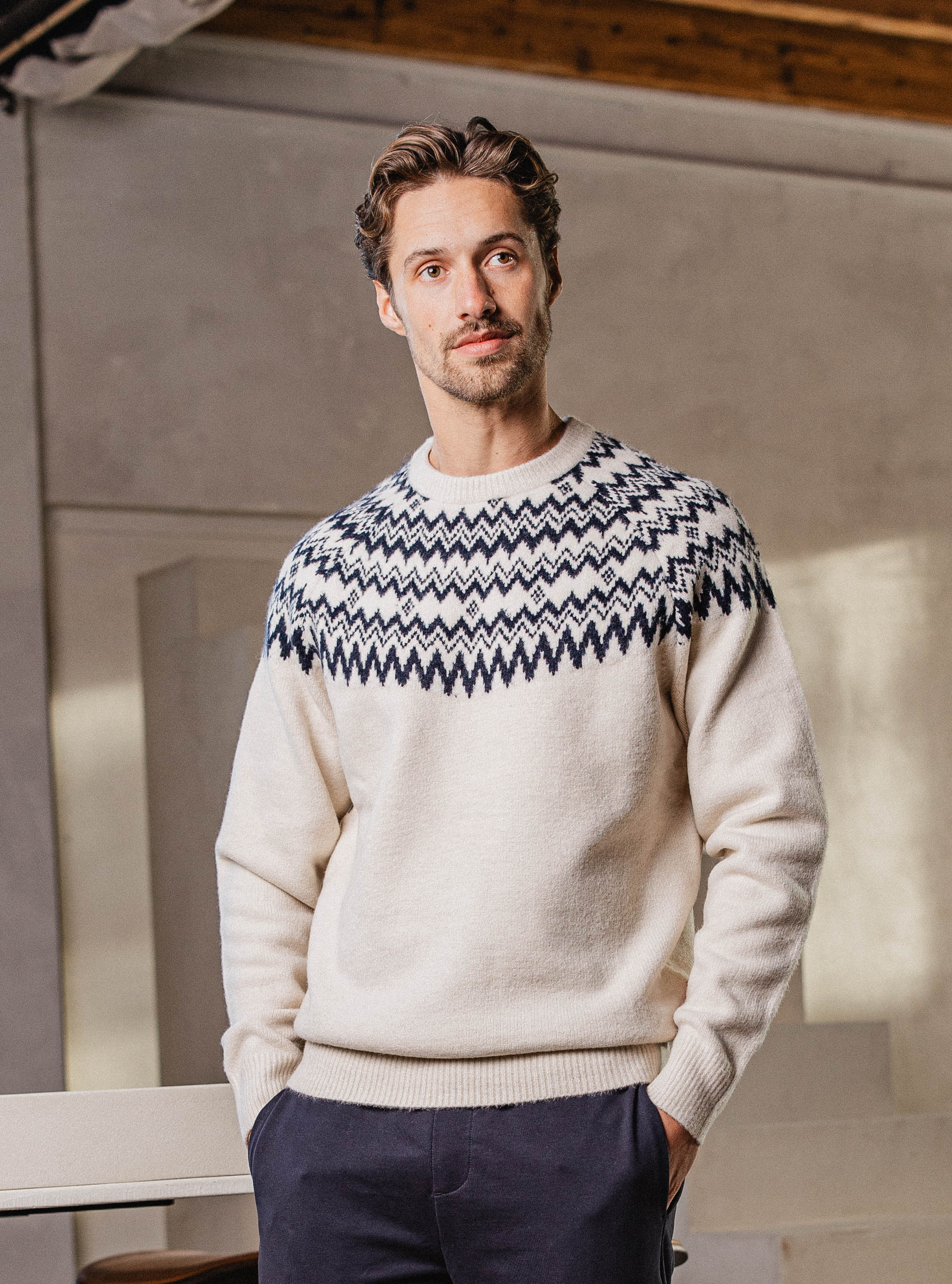 Off White Oversized Christmas Sweater Sample