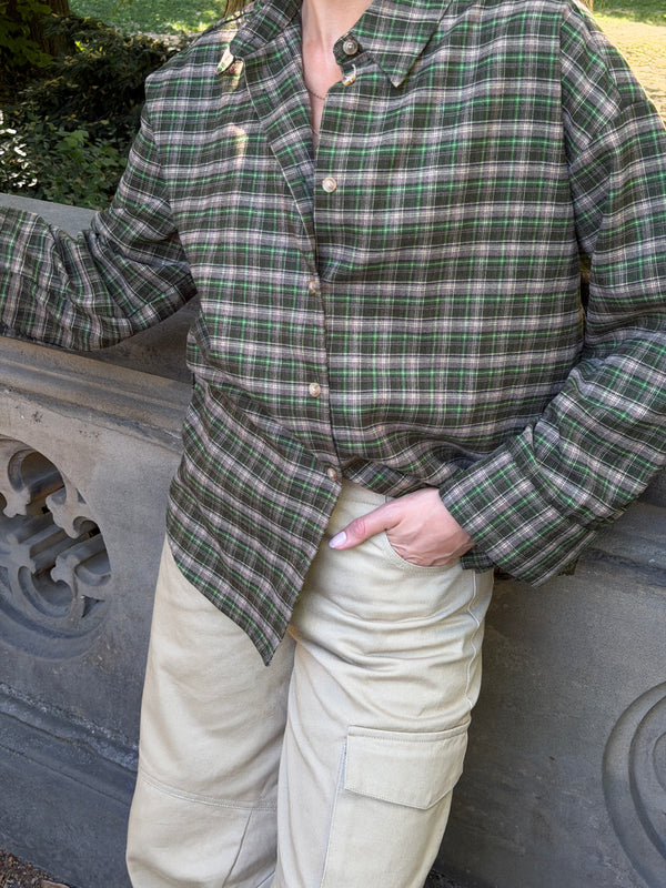 Green Oversized Check Shirt
