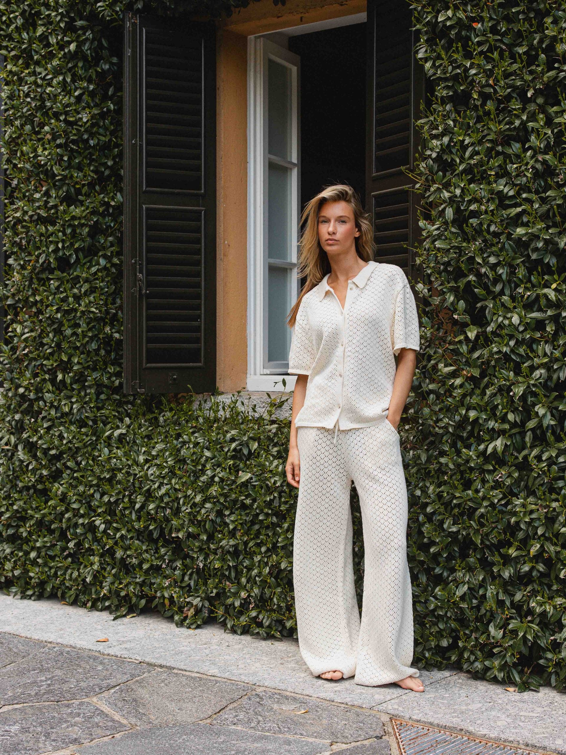 Cream Crochet Pants