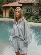 Green Stripe Ruffle Short