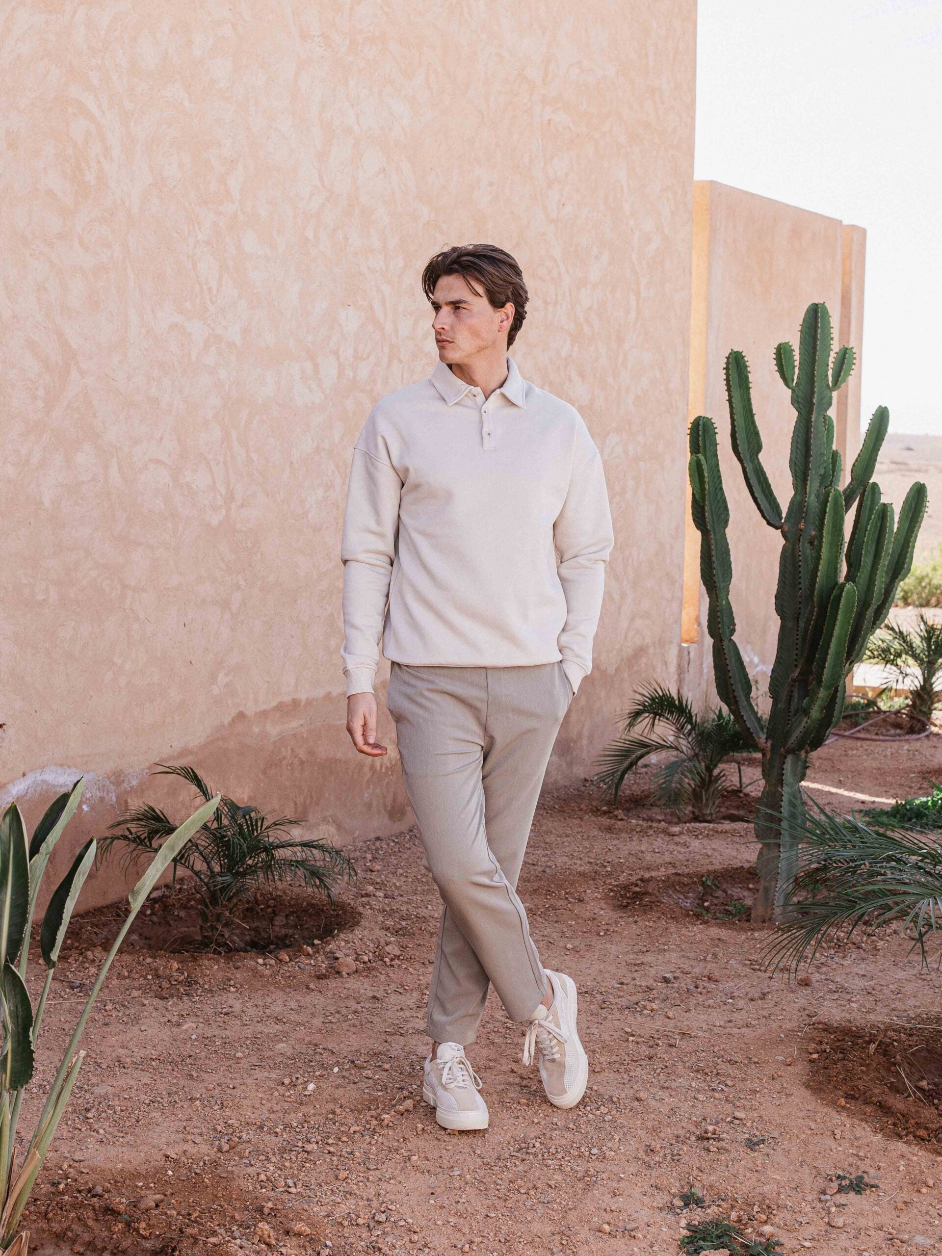 Taupe Oversized Polo Button Sweater