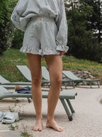 Green Stripe Ruffle Short