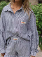 Blue Stripe Ruffle Short