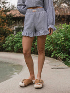 Blue Stripe Ruffle Short