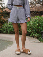 Blue Stripe Ruffle Short