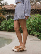 Blue Stripe Ruffle Short