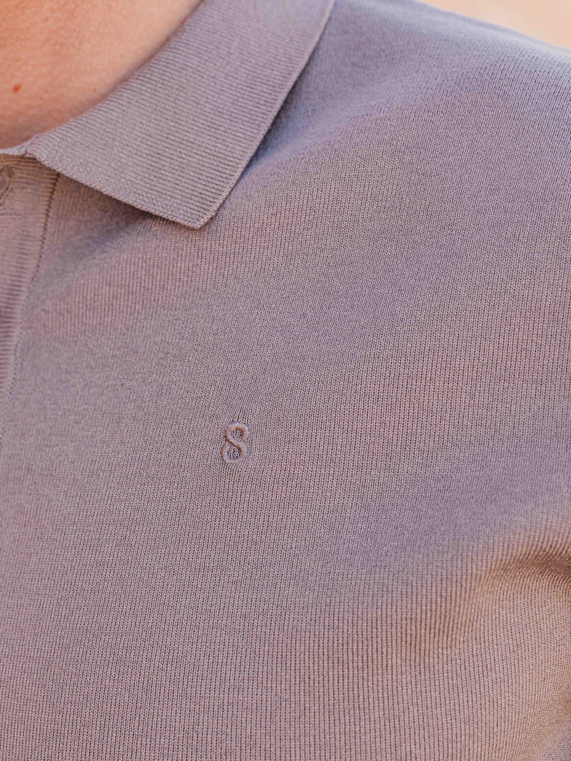 Light Brown Knit Polo Button