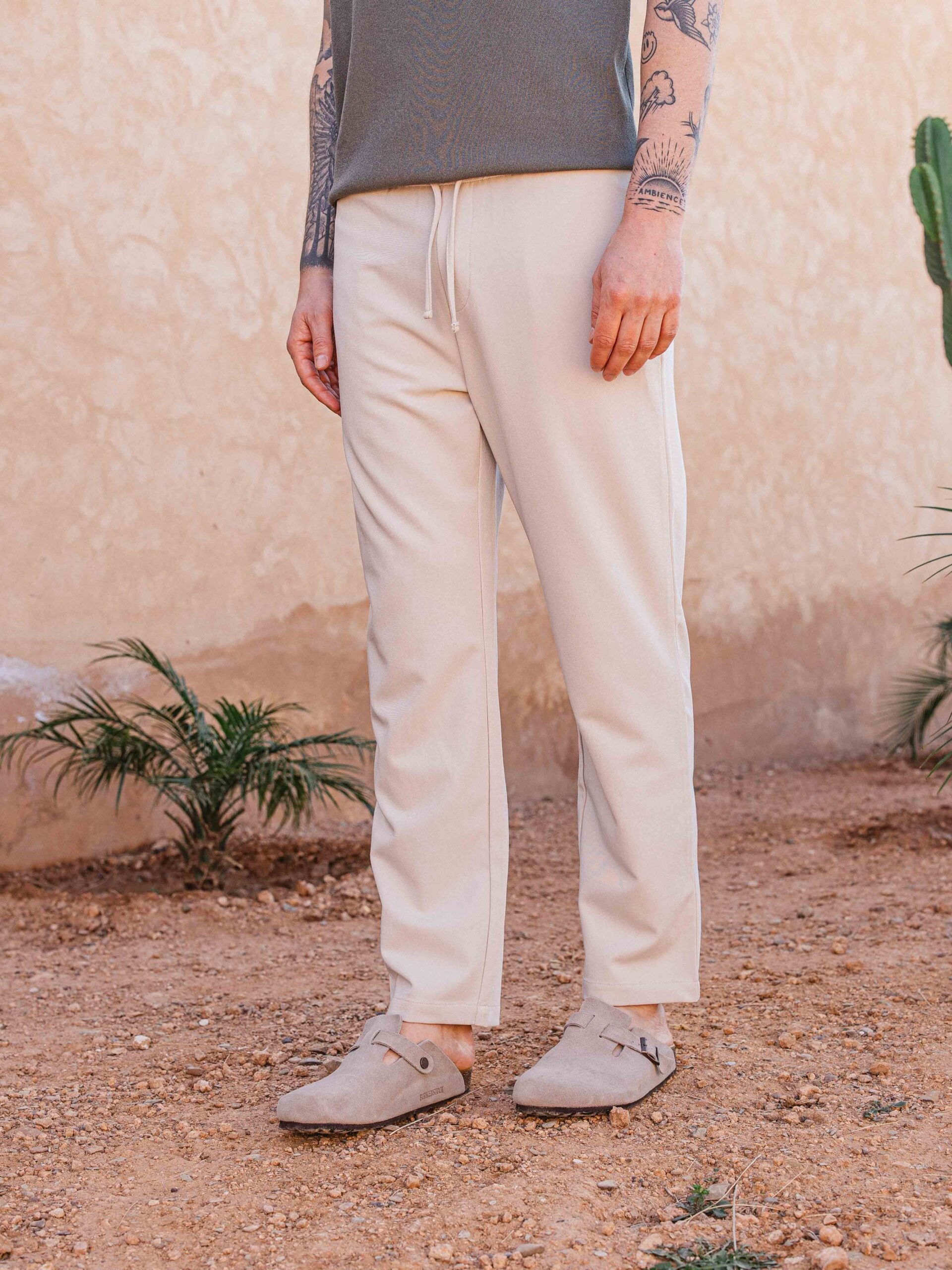 Beige Casual Pants