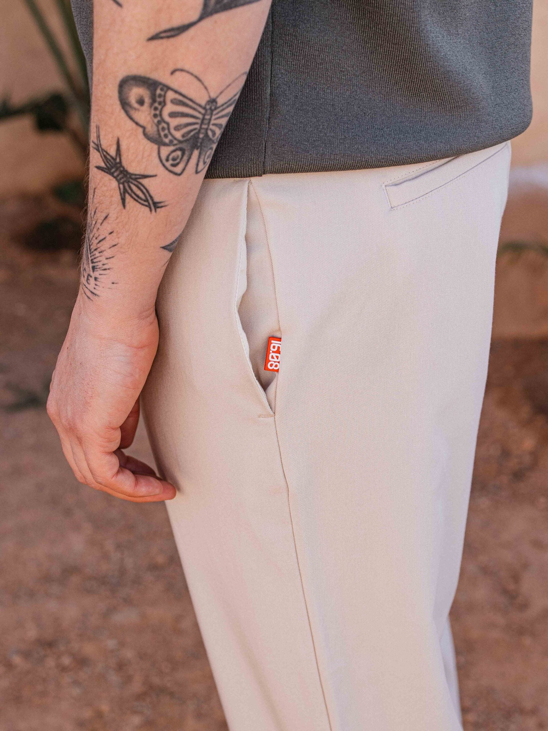 Beige Casual Pants