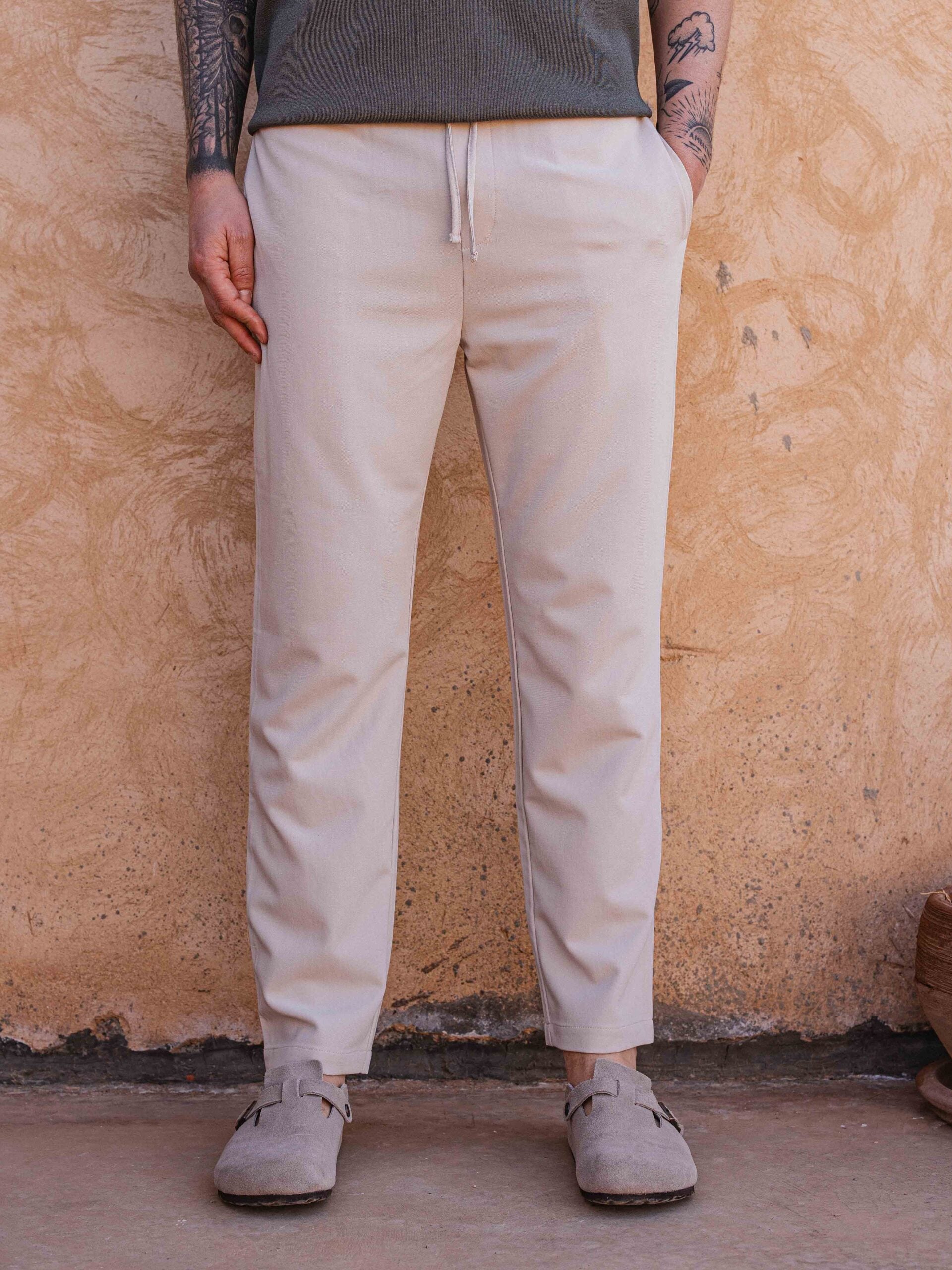Beige Casual Pants